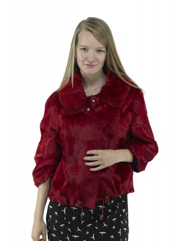 Red Astrakhan Jacket Coat...